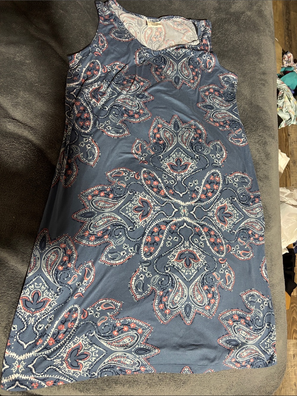 Wonderly Navy Paisley One-Shoulder Swim Coverup with Pink and White Accents